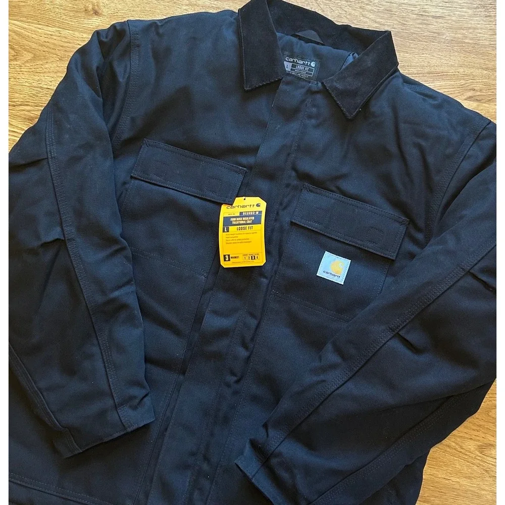 Carhartt OC0003-M Loose Fit Firm Duck Insulated Traditional Coat Black Mens L - Picture 3 of 10